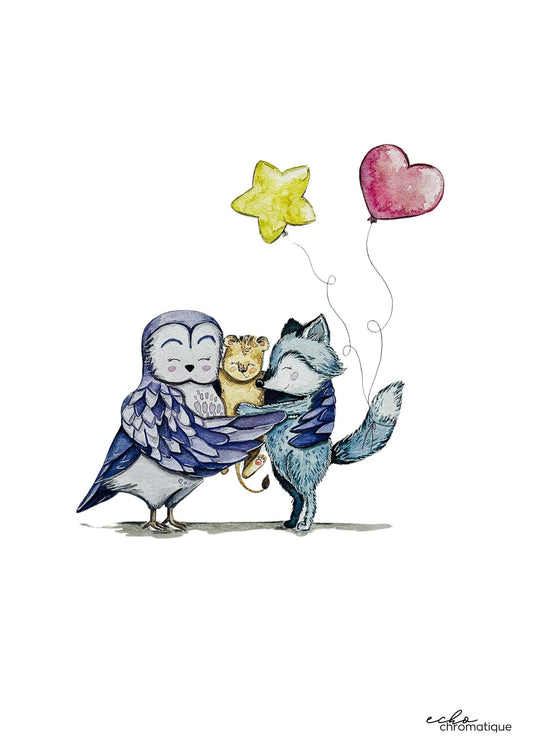 3 soeurs, 2 ballons et un calin